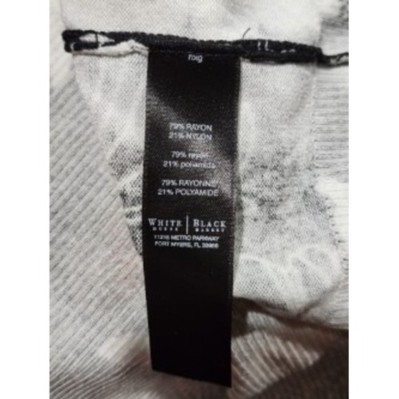 White House Black Market Women's Knit Floral Cardigan Button Front Black White L - Picture 6 of 7